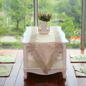 200 CM Cream Satin Lace Cloth Dining Table Runner