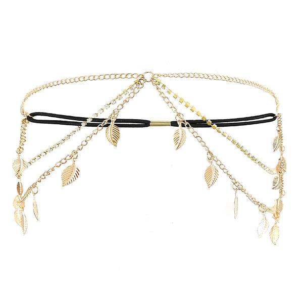 Gyps Gold Leaf Multi Tassel Elastic Head Chain