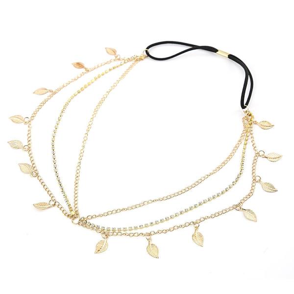 Gyps Gold Leaf Multi Tassel Elastic Head Chain