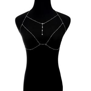 Gothic Crystal Necklace Back Body Chain