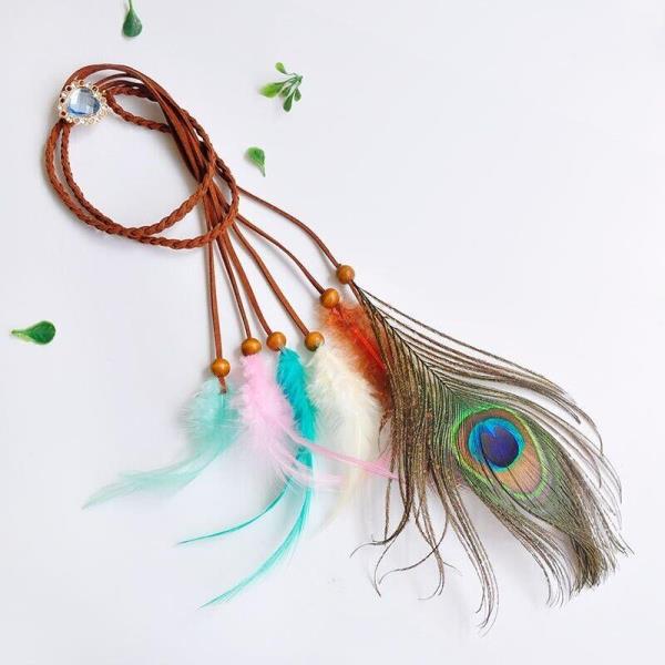 Indian Tribal Gypsy Peacock Feather Headdress Hair Costume