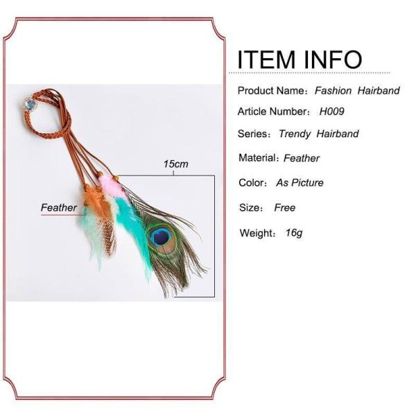 Indian Tribal Gypsy Peacock Feather Headdress Hair Costume