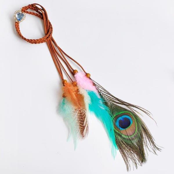 Indian Tribal Gypsy Peacock Feather Headdress Hair Costume