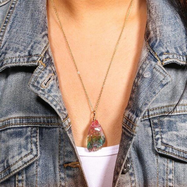 Dream Rainbow Multicolour Natural Stone Pendant Necklace