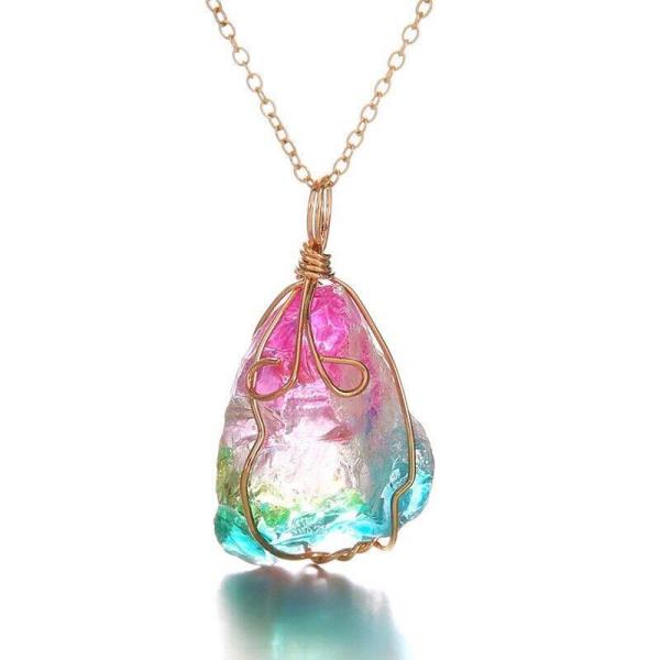 Dream Rainbow Multicolour Natural Stone Pendant Necklace