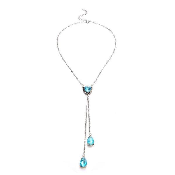 Bohemia Bikini Sea Blue Heart Crystal Necklace