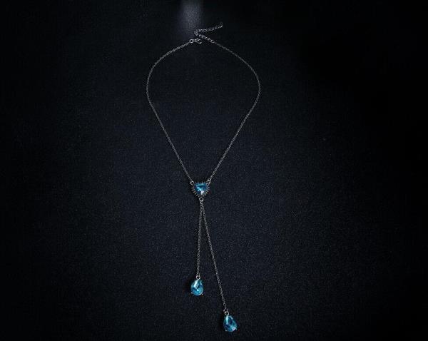 Bohemia Bikini Sea Blue Heart Crystal Necklace