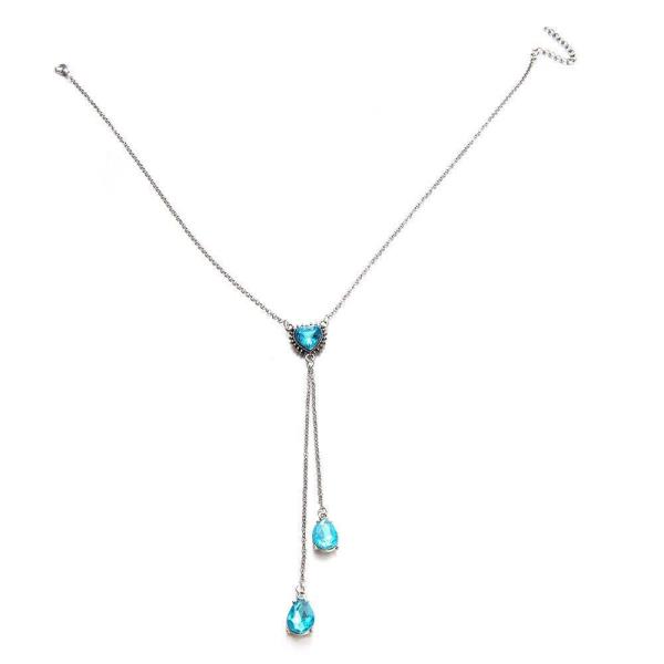 Bohemia Bikini Sea Blue Heart Crystal Necklace