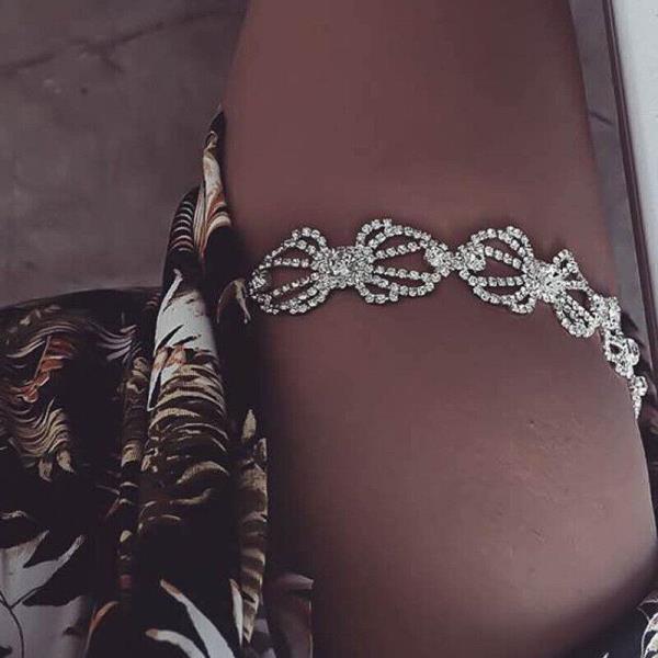 Flower Patterned Crystal Thigh Chain