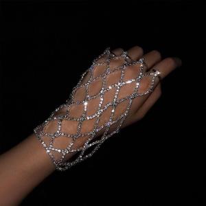 Glitter Rhinestone Ring Net Bracelet 