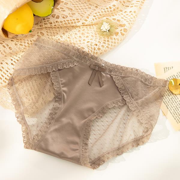 Silk Lace Bow Brief Underwear