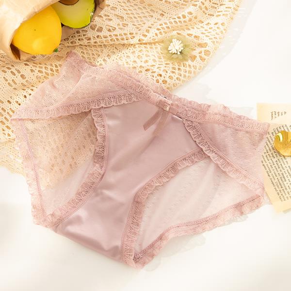 Silk Lace Bow Brief Underwear