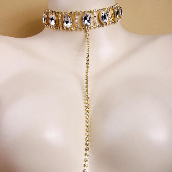 Glitter Crystal Necklace Chest Body Chain