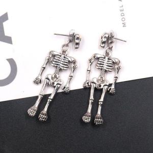 Halloween Silver Scary Skeleton Pendant Earrings