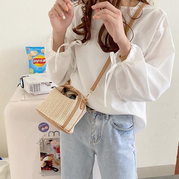 Summer Fashion Woven Straw Knit Crossbody Bag