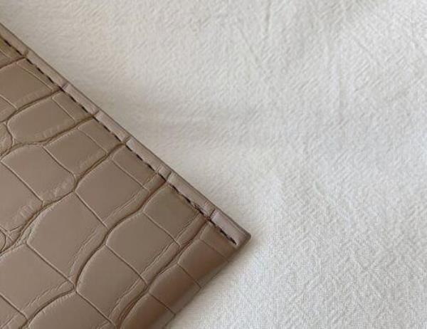 Khaki Retro Crocodile Pattern Leather Envelop Clutch Zip Evening Bag