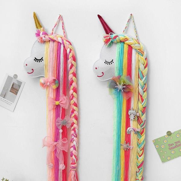 Cartoon Unicorn Tassel Hair Bow Wall Hanging Decoration