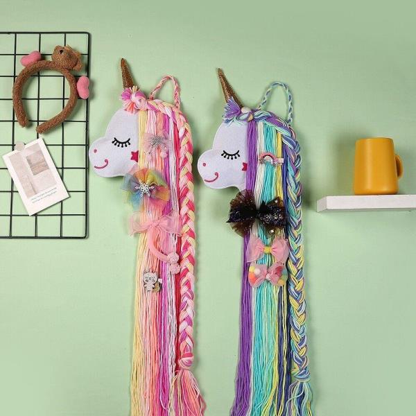 Cartoon Unicorn Tassel Hair Bow Wall Hanging Decoration