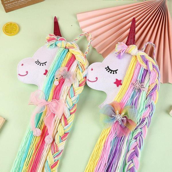 Cartoon Unicorn Tassel Hair Bow Wall Hanging Decoration