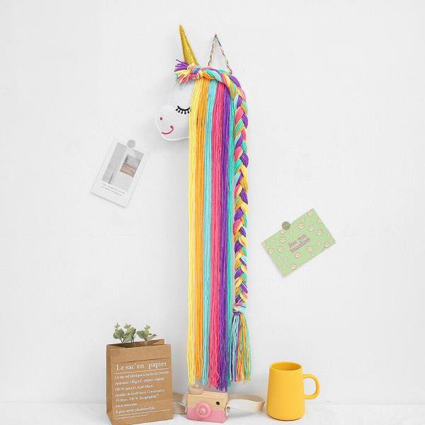 Cartoon Unicorn Tassel Hair Bow Wall Hanging Decoration