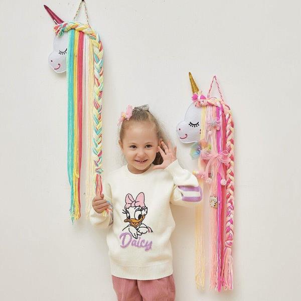 Cartoon Unicorn Tassel Hair Bow Wall Hanging Decoration