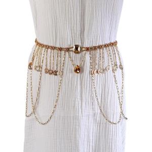 Rectangle Gem Tassel Bra Chest Body Chain 