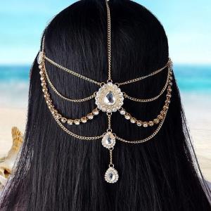 Gothic Rhinestone Wedding Bride Head Chain