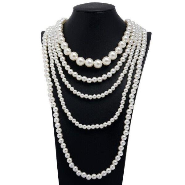 Retro Vintage Multi Layer White Pearl Necklace