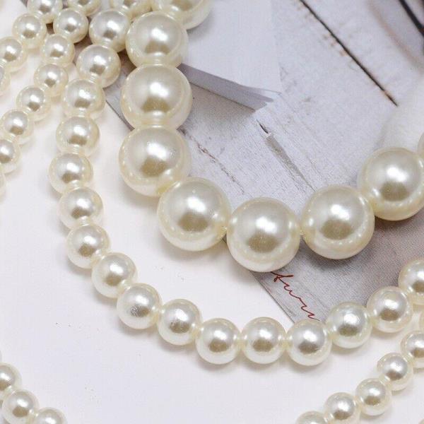 Retro Vintage Multi Layer White Pearl Necklace