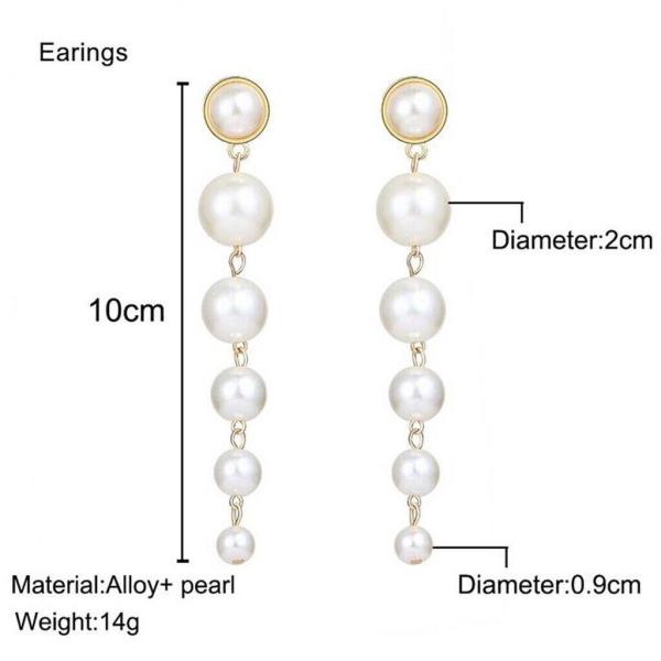 Stunning White Pearl Long Dangle Pendant Drop Earrings