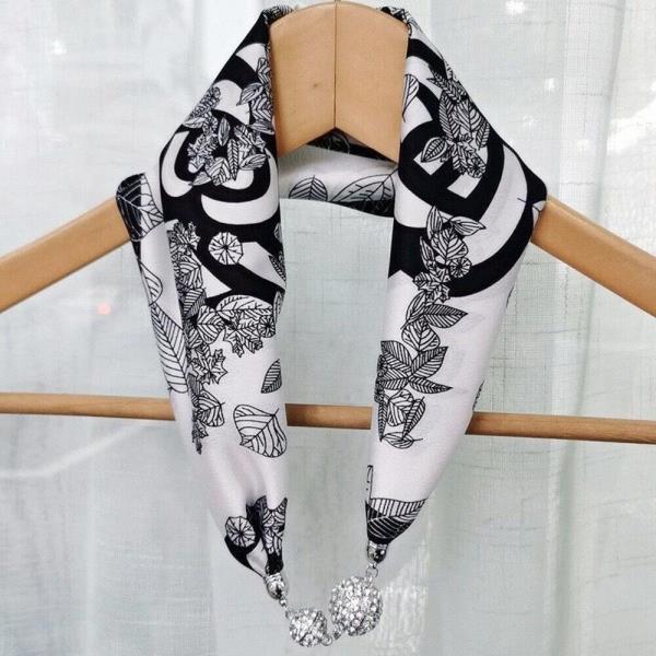 Silk Small Magnetic Buckle Clavicle Scarf 