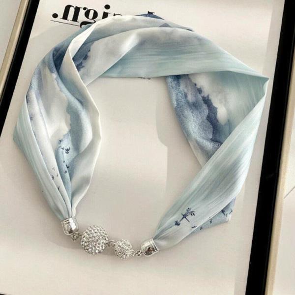 Silk Small Magnetic Buckle Clavicle Scarf 