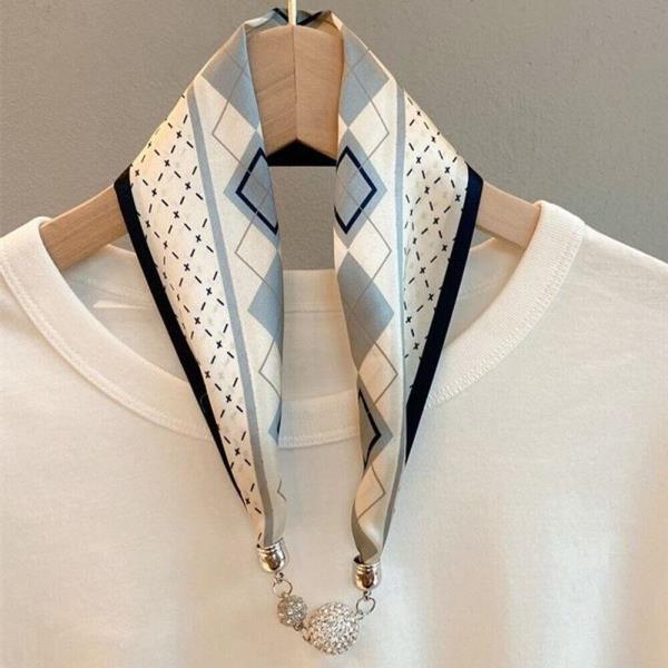 Silk Small Magnetic Buckle Clavicle Scarf 