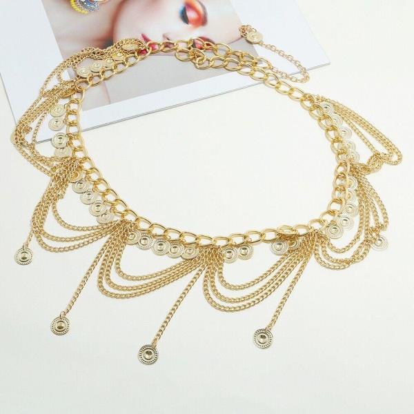 Gold Bohemian Coin Tassel Waist Belly Chain