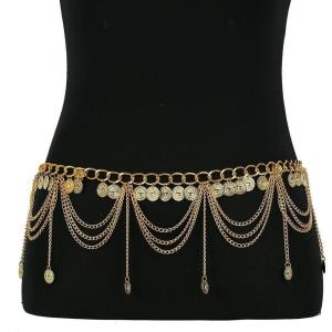 Gold Bohemian Coin Tassel Waist Belly Chain