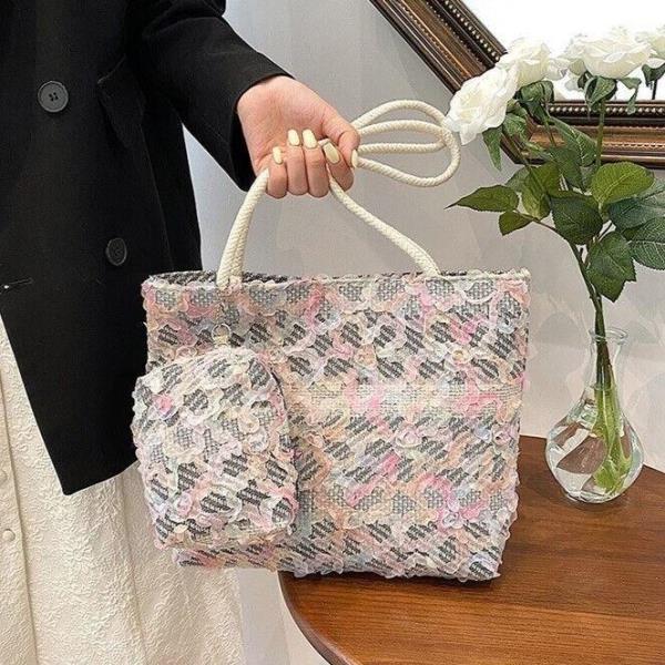 Holiday Lace Flower Petal Tote Cosmetic Bag Set