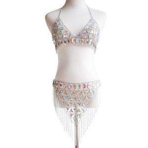 Silver Glitter Butterfly Chest Bra Body Jewellery