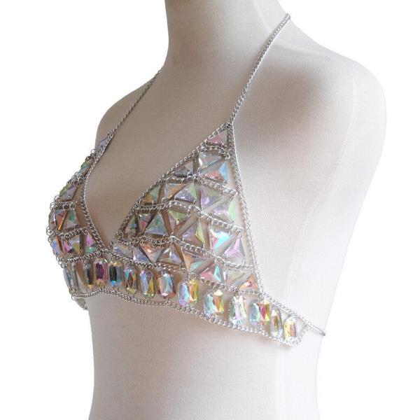 Multicolour Acrylic Bra Skirt Body Chain Set