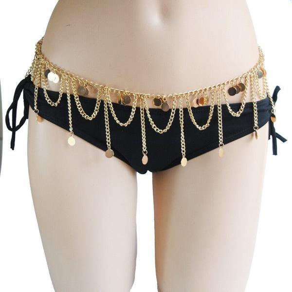 Gold Gypsy Circle Tassel Waist Belly Chain