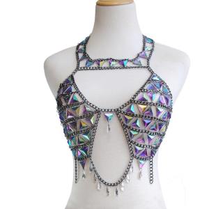 Gothic Pearl Necklace Back Body Chain