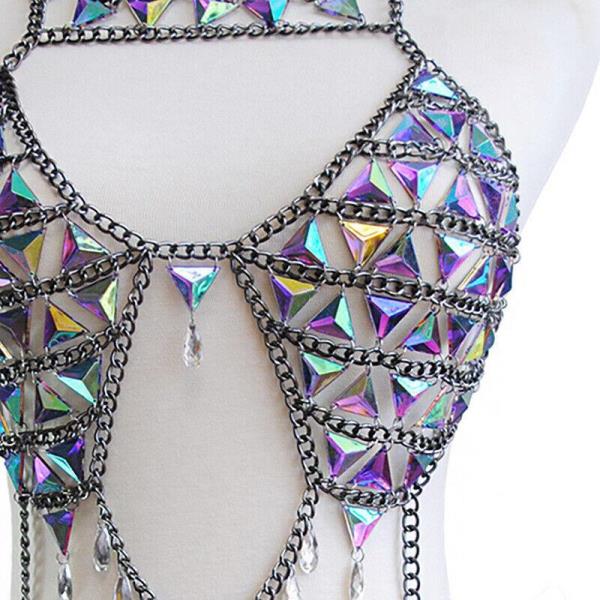 Bohemia Rainbow Necklace Chest Bikini Body Chain