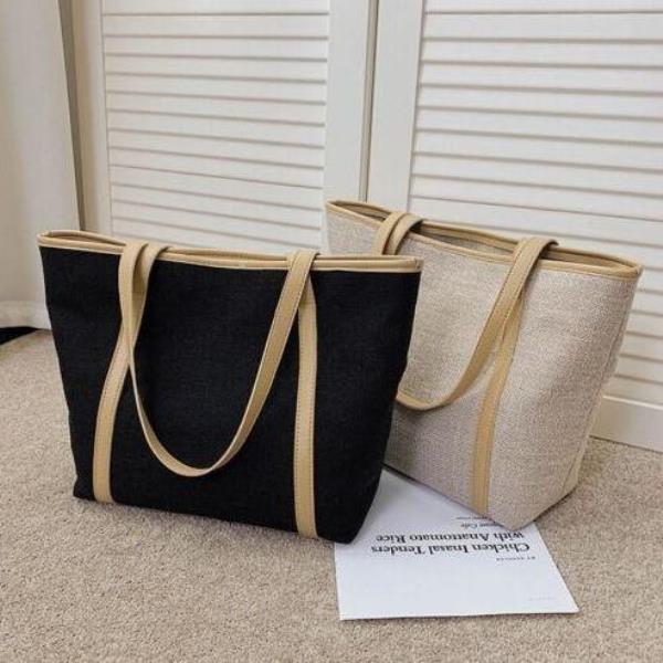 Casual Simple Canvas Large Zip Tote