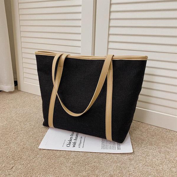 Casual Simple Canvas Large Zip Tote