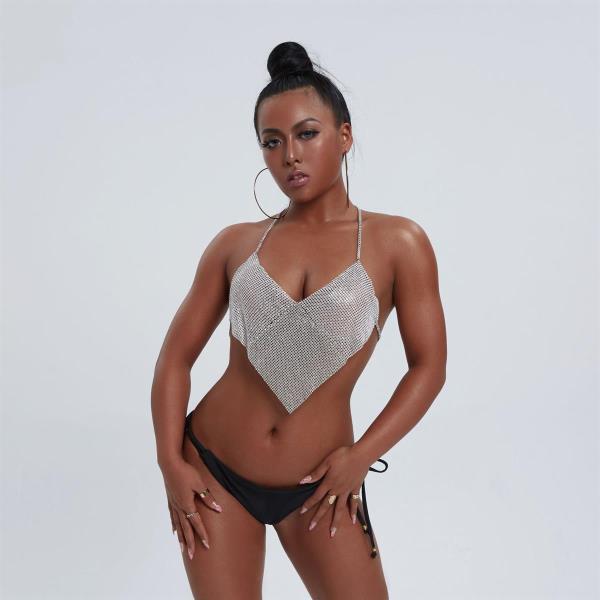 Glitter Rhinestone Bikini Apron Body Chain