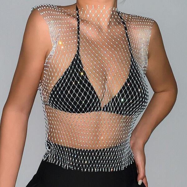 Fishing Net Crystal Elastic Top Body Jewellery