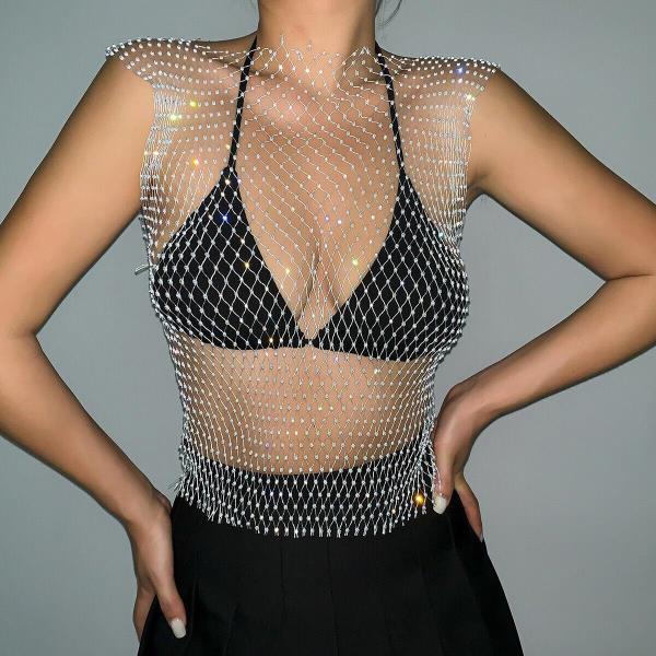 Fishing Net Crystal Elastic Top Body Jewellery