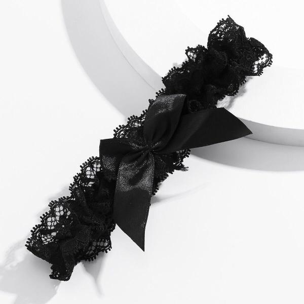 Black Lace Bow Elastic Thigh Band