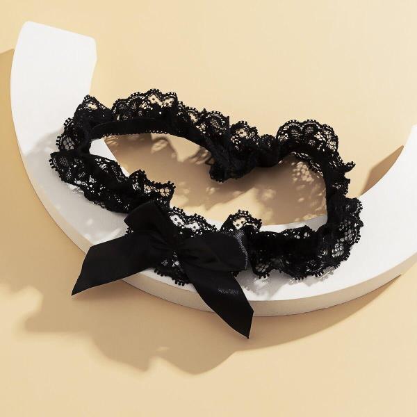 Black Lace Bow Elastic Thigh Band