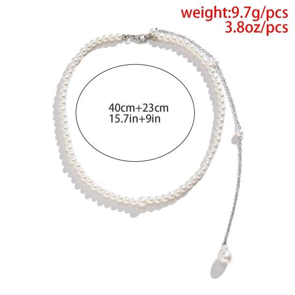 White Pearl Necklace Back Body Chain