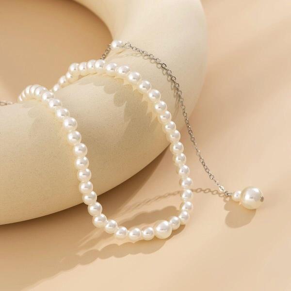 White Pearl Necklace Back Body Chain